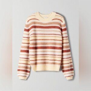 AritziaLittleMoonGardeniaMohairWoolSweaterStripedNeutralLLarge